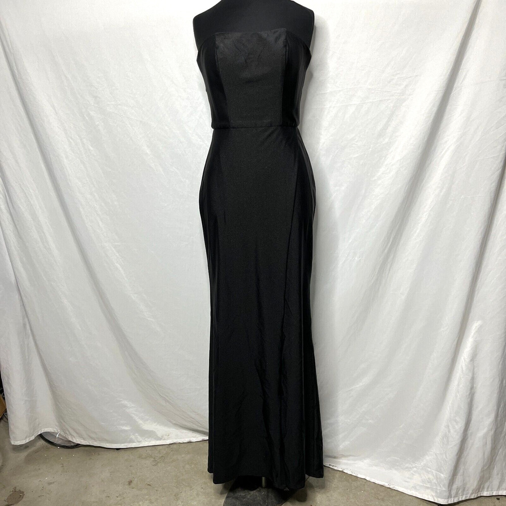 La Femme Strappy Back Strapless Jersey Gown in Black Size 0